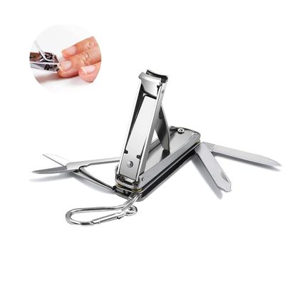 5in1 Multi Nail Clippers, Mini Foldable Portable Nail Cutter with Key Chain, Nose Hair Scissors, Nail Files, Purpose Pocket Knife, Screwdriver Suitable for Travel, Fishing, Hiking, Camping