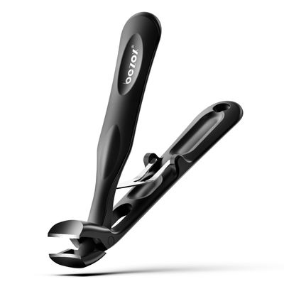 BEZOX Angled Toenail Clippers for Thick Toenails - Long Handle Toe Nail Clippers for Thick Nails for Seniors, Wide Jaw &amp; Heavy-Duty Nail Cutters - Black