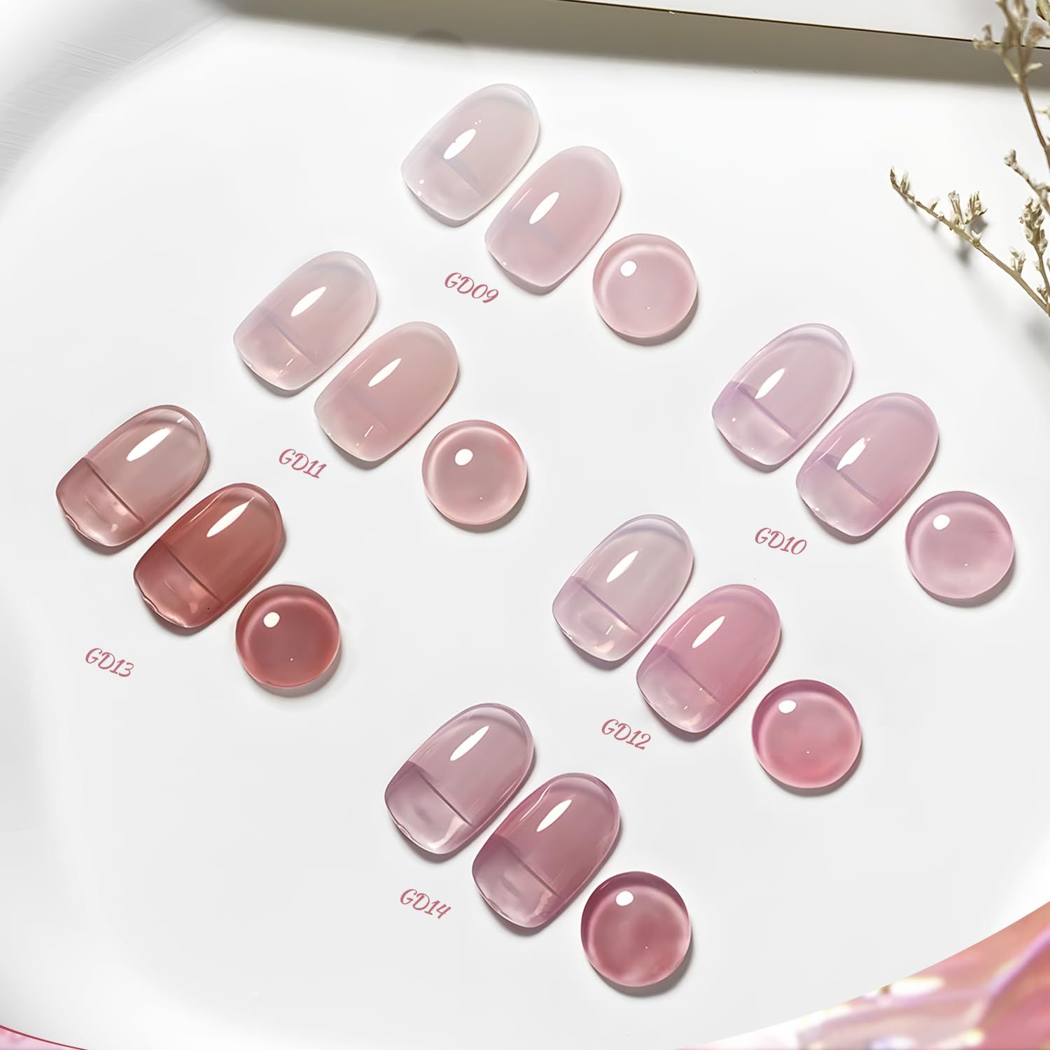 JODSONE 6PCS Jelly Gel Nail Polish Set 6Colors 10ml Fast Drying &amp; Long Lasting Neutral Nude Pink Pale Purple Jelly Gel Polish Art for Nail and Salon Need U V Lamp