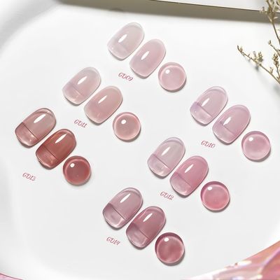 JODSONE 6PCS Jelly Gel Nail Polish Set 6Colors 10ml Fast Drying &amp; Long Lasting Neutral Nude Pink Pale Purple Jelly Gel Polish Art for Nail and Salon Need U V Lamp