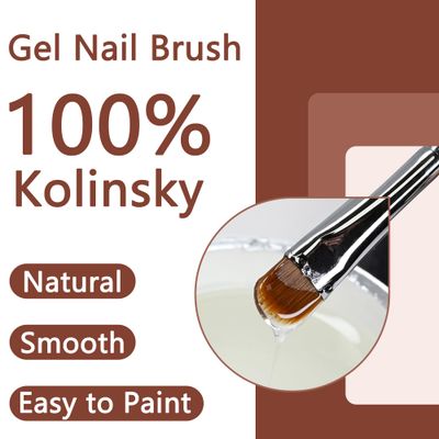 Present Gel Nail Brush,8 Kolinsky Sable Brush,UV Gel Nail Brush,Nail Art Tips Builder Brush Pen,Sturdy Wooden Handle Nail Art Tools for French Nails(Short Hair)