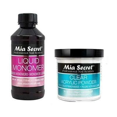 MIA SECRET 4oz Liquid Monomer 4oz Clear Acrylic Powder Nail Art System