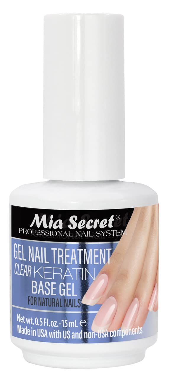 Mia Secret Gel Nail Treatment CLEAR KERATIN Base &amp; Top Gel 15ml - Nail Repair and Strengthening for Nails (Clear)