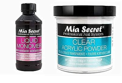 MIA SECRET 4oz Liquid Monomer 4oz Clear Acrylic Powder Nail Art System