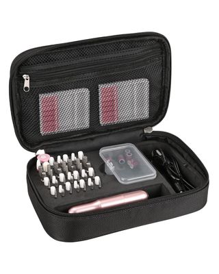 Nail Drill Bag Nail Drill Bits Holder Bag Electric Nail Machine Kit Organizer Bag with Nail Sanding Bands Case Gift for Women (Blck)