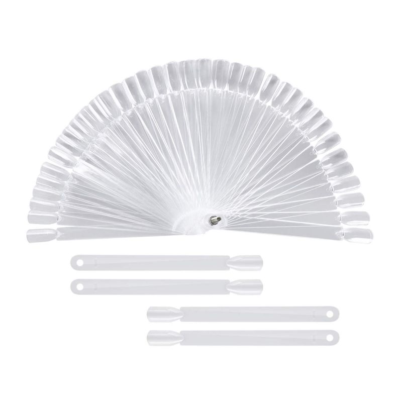 200 Pieces Clear Square Nail Tips Color Display Swatches With Metal Screw Holder Fan Shaped Plastic Sample Stick