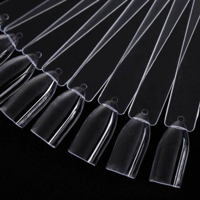 200 Pieces Clear Square Nail Tips Color Display Swatches With Metal Screw Holder Fan Shaped Plastic Sample Stick