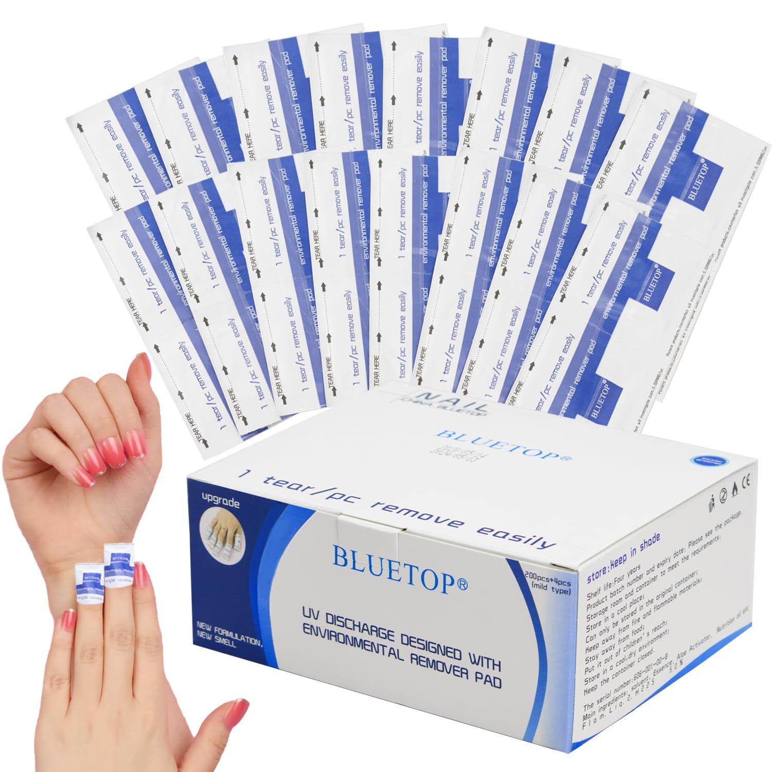 Nail Polish Remover Wipes, 200 PCS Acetone Pads for Nails Individually Wrapped, Fingernail Travel Kit for Home &amp; Professional Removal