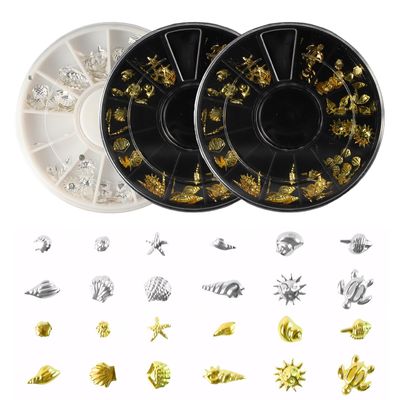3 Boxes of Starfish Nail Charms, Ocean Nail Charms, Beach Starfish, Sea Shells, 3D Nail Gem Jewelry, Suitable for DIY Manicure (Gold2, Silver1)