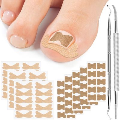 Ingrown Toenail Treatment, 50Pcs Breathable Corrector Patch, 30Pcs Ingrown Toenail Strips, Painless Ingrown Toenail Corrector Set with 2 Pedicure Tools, Not Easy to Fall Off