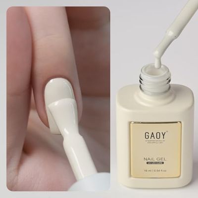 GAOY Beige White Gel Nail Polish, 16ml Self-Leveling Gel Polish, UV Light Cure for Nail Art DIY Manicure at Home, 3112 Antique White