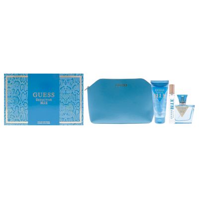 Guess Seductive Blue for Women - 4 Pc Gift Set 2.5oz EDT Spray, 3.4oz Body Lotion, 0.5oz EDT Spray, Pouch