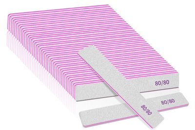 25pcs Nail Files 80 Grit, BLESWIN 80/80 Grit Nail Files, Jumbo Nail Files for Acrylic Nail, Double-Sided Emery Board Nail Filer for Manicure, Pedicure, and Acrylic Nails