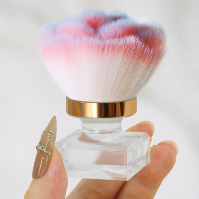 Ruetail Nail Dust Brush for Nails, Nail Art Dust Powder Remover Brush, Pink Rose Cleaner Brush for Makeup or Blush Nail Arts Brush, Nail Dusting Brush Tools