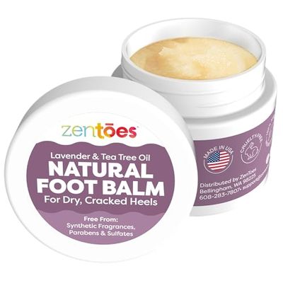 ZenToes Natural Foot Balm | Hydrating Cream for Dry, Cracked Heels &amp; Feet | Enriched with Coconut, Tea Tree, Jojoba &amp; Vitamin E Oils | Soothes &amp; Softens Rough Skin | 2oz