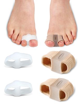 4Pcs BLATOWN Toe Separators Bunion Corrector for Women Men, Gel Big Toe Spacers with 2 Loops for Feet, Hammer Toe Straightener, Elasticity and Soft (2Nylon2Gel)