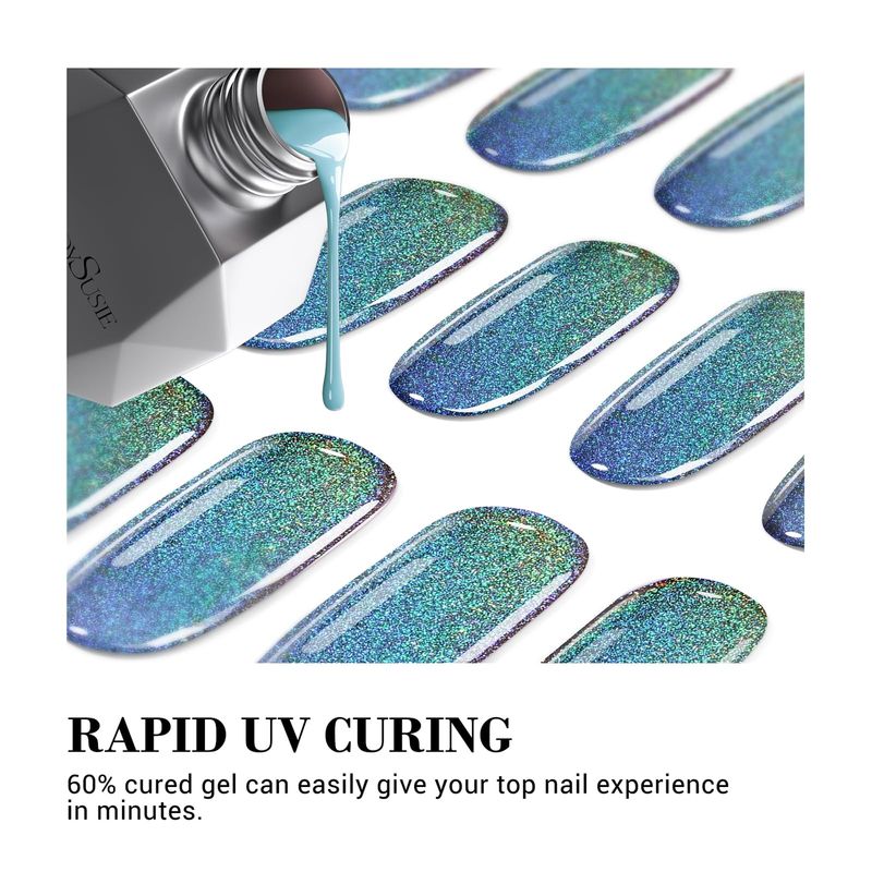 MelodySusie 30PCS Semi Cured Gel Nail Strips (Chrome), Works with Nail lamp, Salon Quality, Long Lasting, Easy to Apply and Remove, Includes 2 Prep Pads, Nail File and Wooden Stick