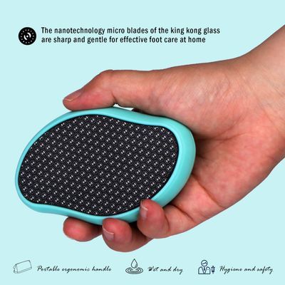 Glass Foot File Callus Dead Remover Heel Scraper and Shower Scrubber - Safely and painlessly removes calluses and Dry Skin from Heels (Blue)