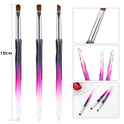 GEMSANVA Nail Art Clean Up Brushes,3PCS Nail Brush For Cleaning Polish Mistakes on the Cuticles,Flat/Oval/Fine Angled Gel Nail Brushes For Nail Art Design Painting and DIY Tools (BLACK PURPLE)