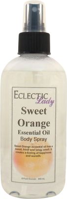 Eclectic Lady Sweet Orange Body Spray, Double Strength, 8 ounces, Body Mist for Women with Clean, Light &amp; Gentle Fragrance, Cologne with Soft, Subtle Aroma For Daily Use