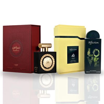 Lattafa Pride NEBRAS &amp; AFFECTION - Unisex EDP Sprays 100ML (3.4 OZ), Sensational Layering Combination. (ELEGANT BUNDLE)