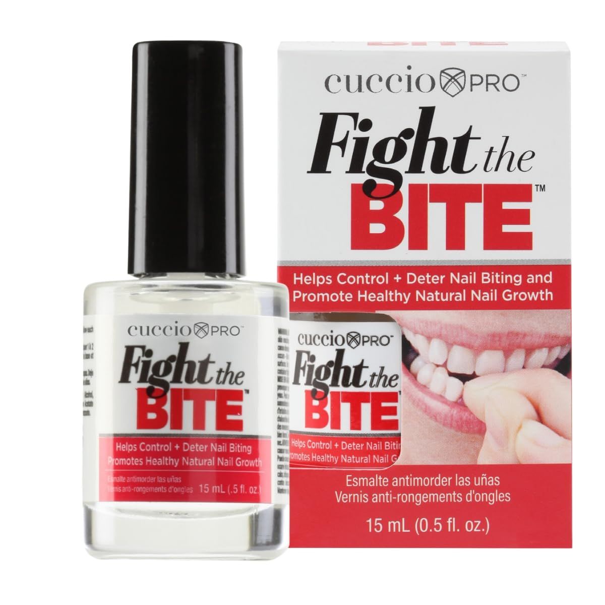 Cuccio Fight The Bite - Clear No Bite Nail Polish for Women &amp; Men - Bitter Nail Polish to Deter Nail Biting - Promote Healthy Nail Growth - 0.50 Fl. Oz.