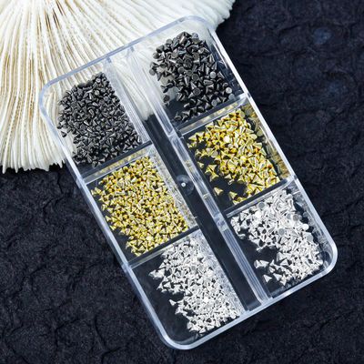 Punk Goth Nail Art Studs Beads Chrome Nail Charms Cross Heart Silver Gold Y2k Nail Gems Cone Spikes Alloy Nail Rivets Jewelry for Women Goth DIY Crafts Decorations Accessories
