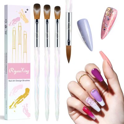 3PCS Acrylic Nail Brush Set, Size 8/10/12 Professional Nail Brushes for Application Acrylic Powder Brush for Nail Art DIY Home Salon Nail Manicure Tool
