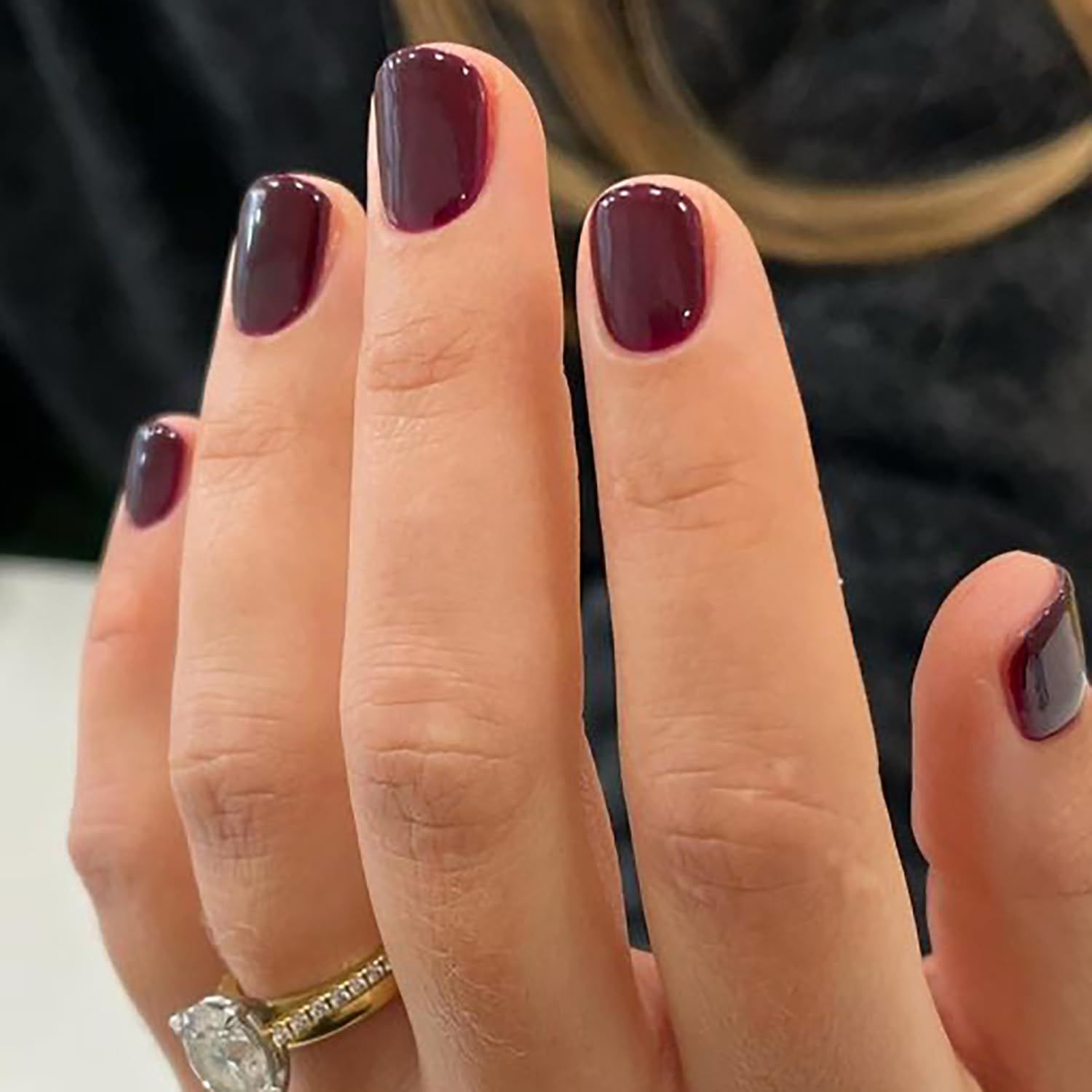Wine Red Press On Nails: Extra Short Acrylic Square False Nails, 24pcs with Glossy Designs, Full Cover Glue On Stick On Nails for Women