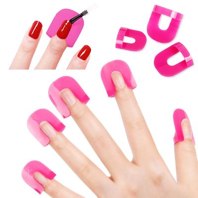 WEILUSI 26PCS Nail Polish Protector for Fingers, 10 Sizes Reusable Nail Polish Guard Soft Plastic C Shield Skin Cuticle Protector Nail Art Tools for Women French Stamp Painting Spill Proof Manicure