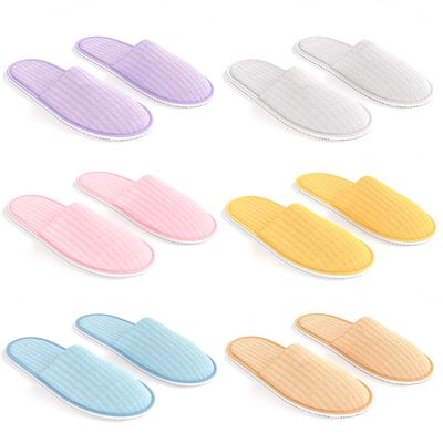 Maeline Bulk 6 Pair Disposable Home Slippers for Family Spa Guests Hotels Office - Mixed Slippers Home Party, Housewarming, Soft Fleece, Closed Toe, Multi, 9-13 Women/7-11 Men