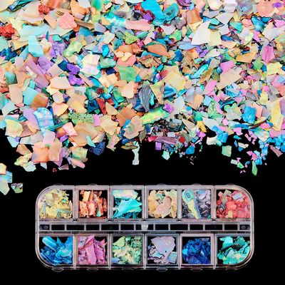 Blulu 36 Boxes Irregular Seashell Slices Seashell Nail Glitter Sequins 3D Laser Nail Flakes Nail Art Decoration for 3D Nail Art Design DIY Decorations, Multicolors