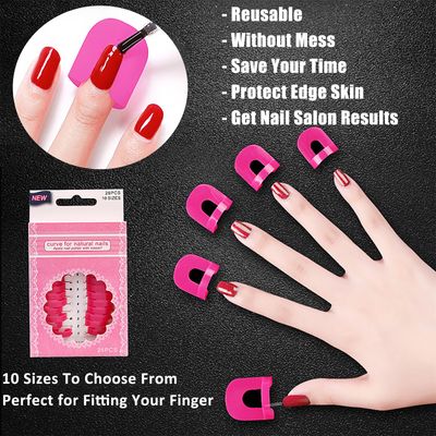 WEILUSI 26PCS Nail Polish Protector for Fingers, 10 Sizes Reusable Nail Polish Guard Soft Plastic C Shield Skin Cuticle Protector Nail Art Tools for Women French Stamp Painting Spill Proof Manicure