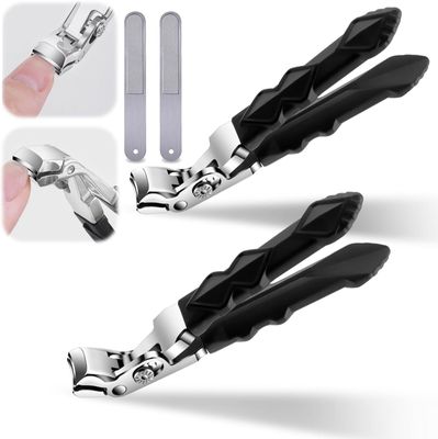 2 Set Nail Clippers for Seniors, Toe Nail Clipper, Clipmaster Pro Toenail Clippers, Proclip Wide Jaw Opening Nail Clippers for Seniors Thick Nails