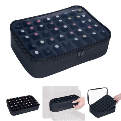 UOZL Small Clear Nail Polish Organizer Holds 40 bottles(15ml-0.5fl.oz) Nail Polish Case Multifunctional Nail Polish Bag organizer, Cosmetic Travel Makeup Bags for Women Black
