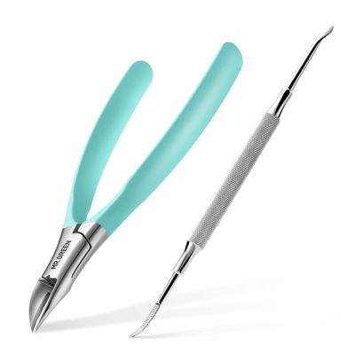 MR.GREEN Toenail Clippers Stainless Steel Ingrown Nail Cutter Thick and Hard Nails Pedicure Manicure Tools (GreenNail Remover)