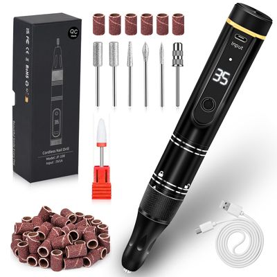 LIERKISS Nail Drill Cordless 35000RPM Rechargeable Professional Electric Nail Drill Kit Wireless Nail File Drill Acrylic Drill for Acrylic Gel Nails Manicure Pedicure Polishing Remover