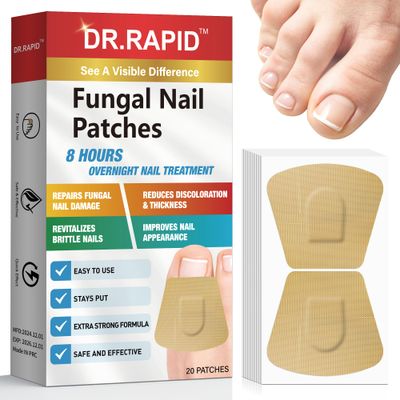 Toenail Fungus Treatment Extra Strength - 20 Hydrogel Patches for Overnight Nail Repair, 8-Hour Nighttime Fungal Nail Patches, Restores Healthy Appearance, Waterproof &amp; Painless Relief