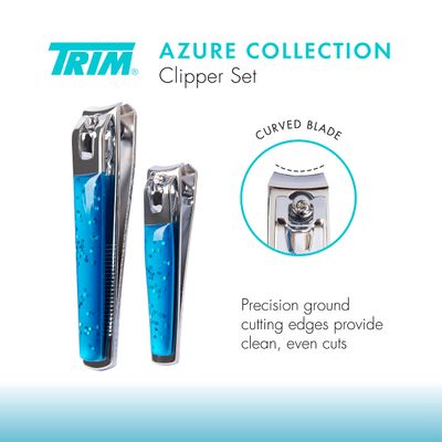 TRIM Azure Collection Clipper Set - Precision-Ground Cutting Edges for Clean, Even Cuts - Convenient and Easy to Use - Perfect for at-Home Manicures and Pedicures - Carbon Steel