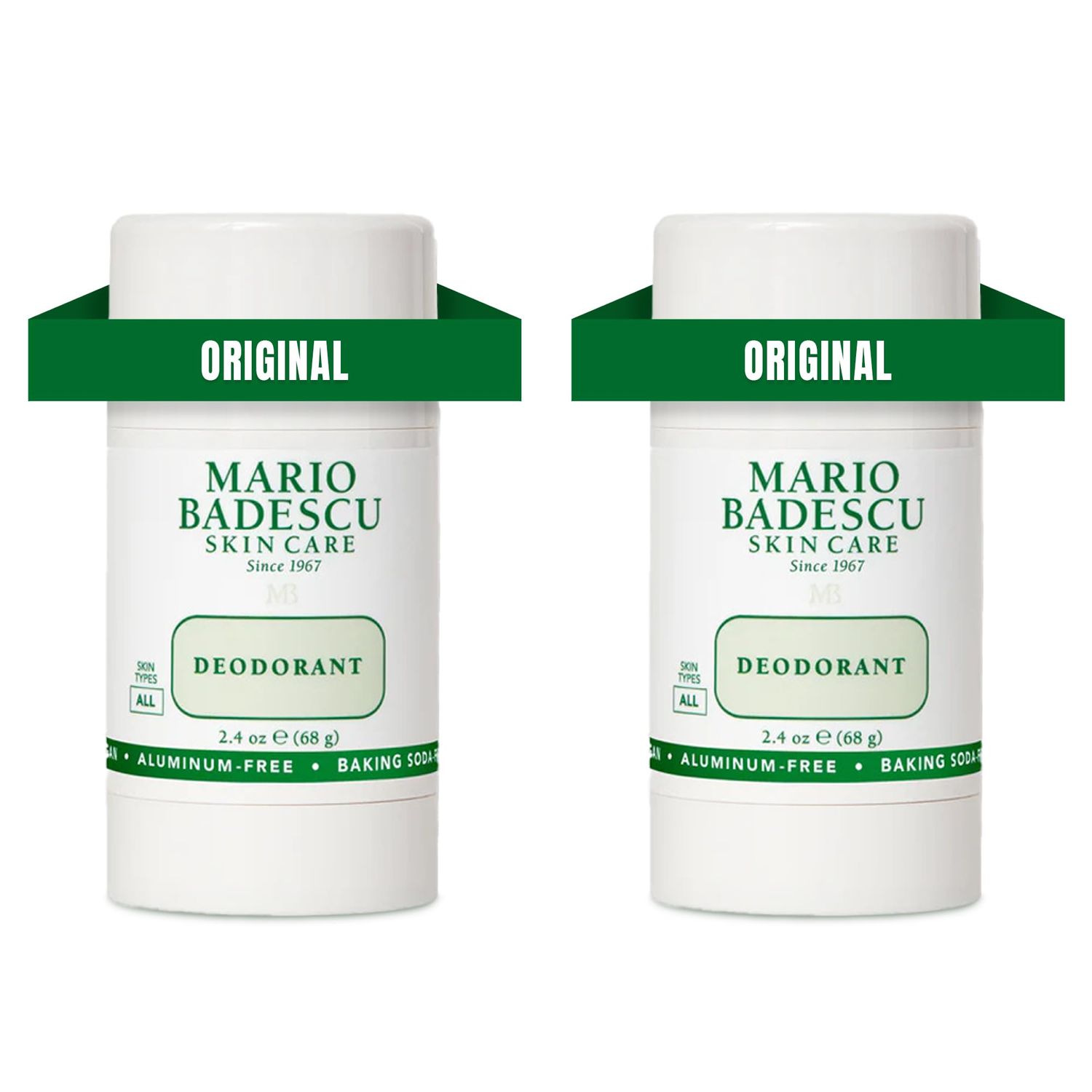 Mario Badescu Aluminum Free Deodorant for Women &amp; Men | Baking Soda &amp; Paraben Free | Underarm Odor Protection for All-Day Freshness | Gentle on Skin | Nourishing Botanical Blend | 2 Pack
