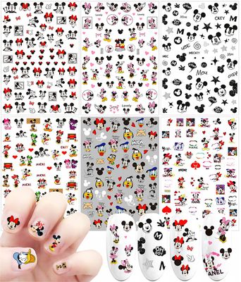 Skreened 3D Mick Mouse Nail Art Stickers Decals Supplies Cute Cartoon Designer Adhesive Accessories DIY Design for Women Kids Girls Manicure Decoration 6 Sheets