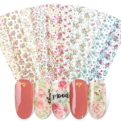 MOLILON Flower Nail Foil Nail Design Stickers Decals Lace Nail Art Flowers Holographic Nail Foils Starry Sky Star Transfer Foil Nail Wraps for Nail Art DIY Decoration - 10 Sheets, Style 10