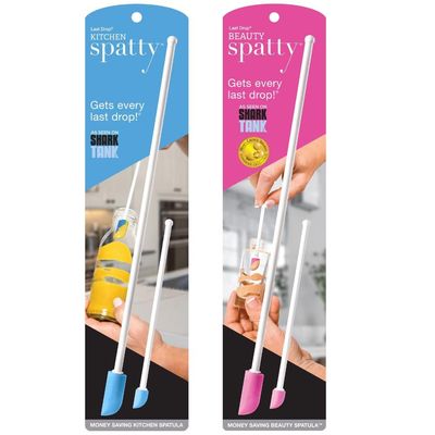 Spatty Daddy Spatula 4 Pack (6 and 12 Inch Blue/Pink) Shark Tank Mom Made Scrapes Last Drop From Makeup, Mini Spatula Makeup, Long Makeup Spatula, Scoops for Makeup, Makeup Stocking Stuffers