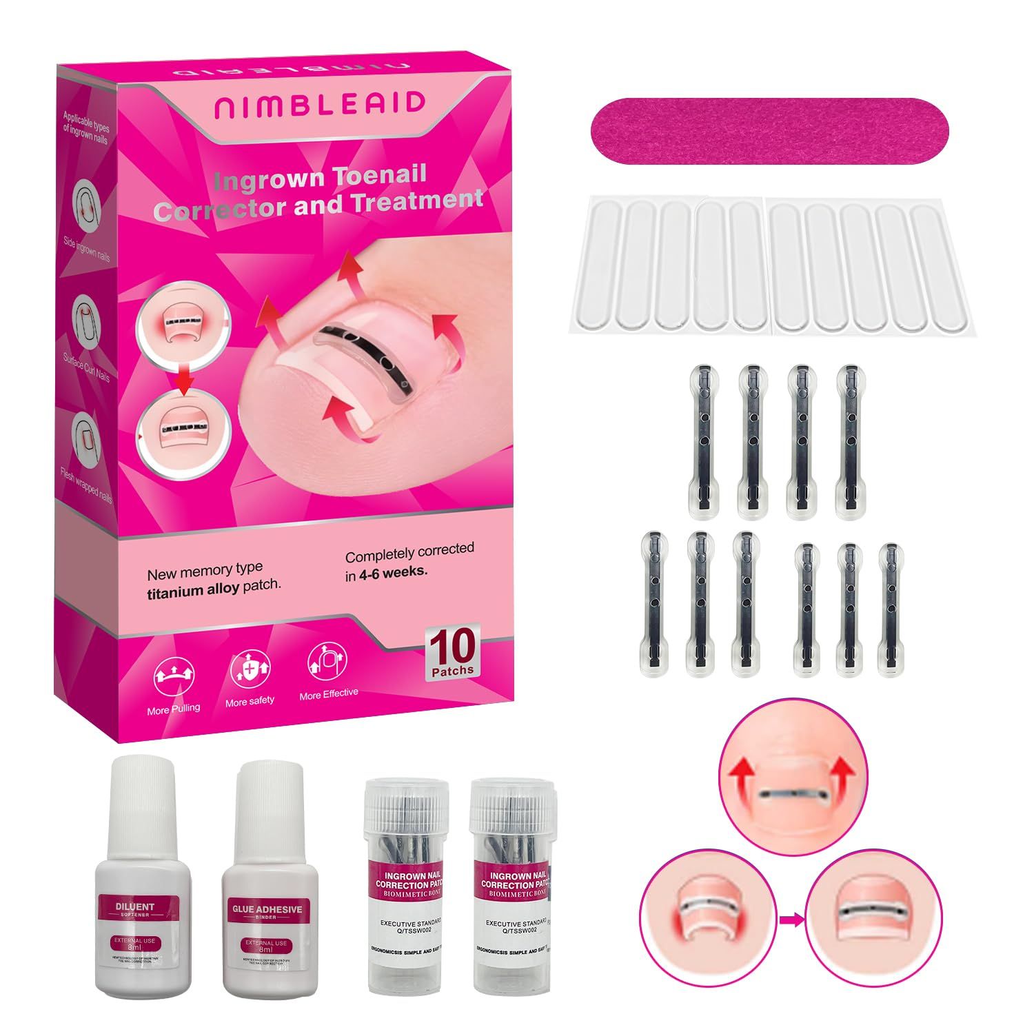 Titanium Alloy Ingrown Toenail Treatment &amp; Corrector Kit - 3 Sizes Corrector for Men &amp; Women Various Nail Sizes &amp; Foot Types,Ingrown Toenail Removal Tool