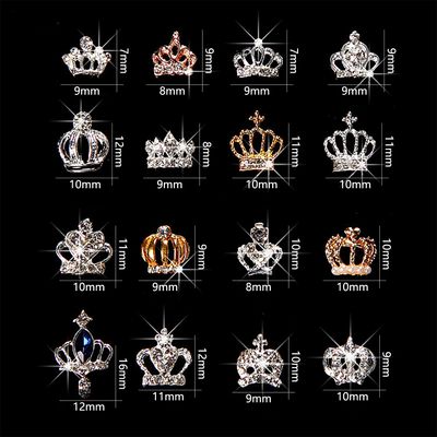 WOKOTO 32Pcs Mutiple Shapes 3D Gold and Silver Crowns Nail Charms for Nails Art 3D Jewelrys for Women Nails Crown Nail Jewelrys for Acrylic Nails Crowns Rhinestones and Charms for Girls