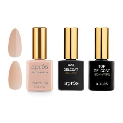 Apres Gel Couleur Trio Set - Forgotten Film, Base Coat, Non-Wipe Top Gel Coat (15ml)