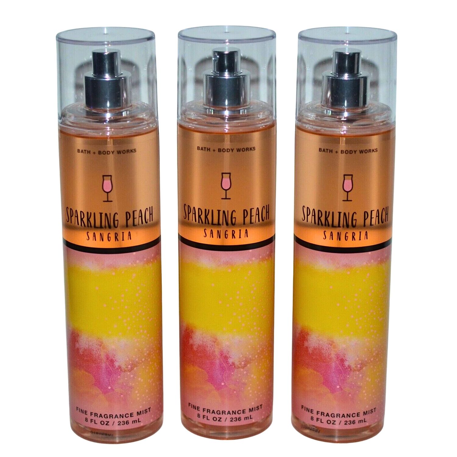 Bath &amp; Body Works Fragrance Mist 3-Pack 8oz Each (Sparkling Peach Sangria)