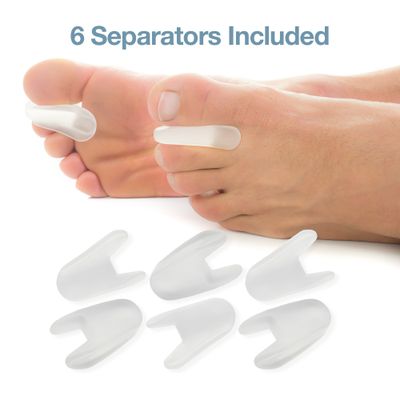 ZenToes Toe Separators for Bunion Pain Relief Set of 6 Flared Gel Straighteners Align Toes and Prevent Corns and Blisters (Large)