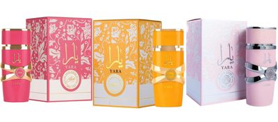 Set of Yara Pink,Yara Candy and Yara Tous for Women Eau de Parfum Spray, 3.40 Ounce / 100 ml each Set of three