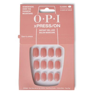 OPI xPRESS/ON Somewhere Over the Rainbow Mountains | Nude Short Round Press On Nails | With Nail Glue | Spring Collection